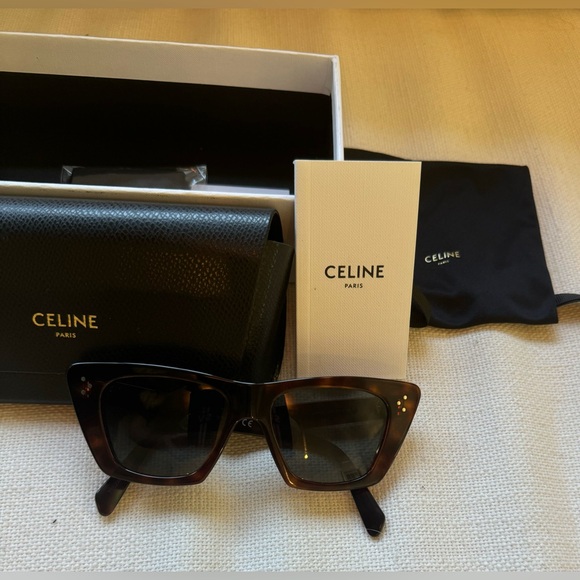 CELINE Cat Eye Sunglasses CL40187I Dark Havana Brown - Picture 5 of 10